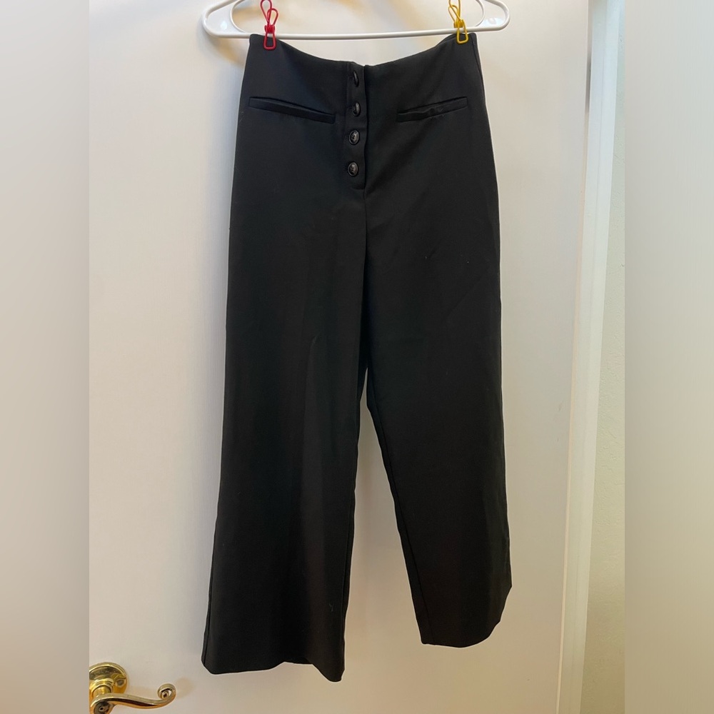 MNG black cropped wide leg dress pants